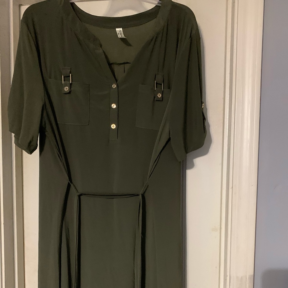 Olive green slinky dress